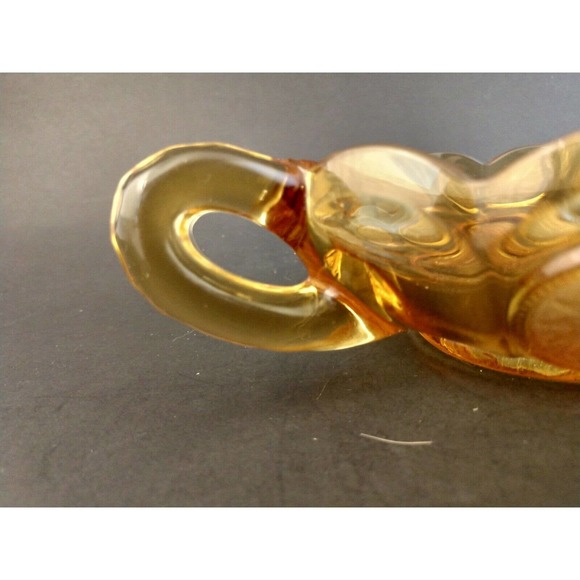 VINTAGE Fostoria Coin Dot Single Handled Candy Dish Amber Fall Decor Elegant - Picture 6 of 9